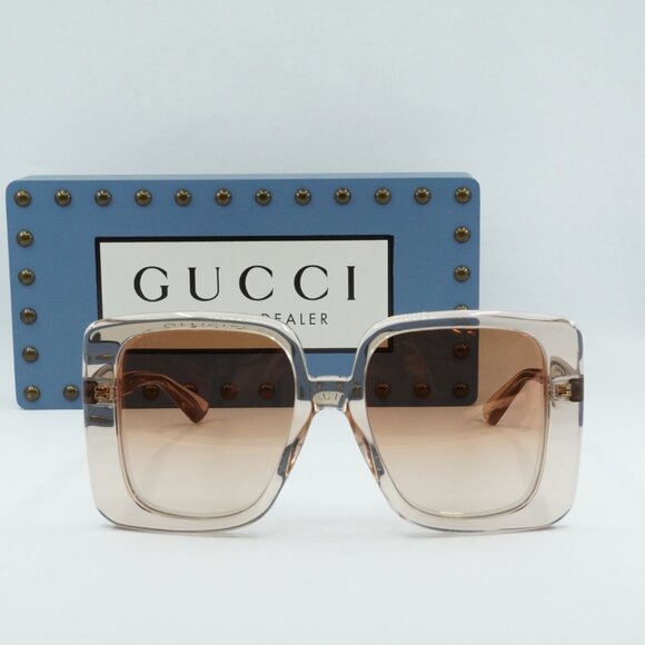 Gucci GG1314S 005 Square Sunglasses - Transparent Sand/Brown - Picture 3 of 9